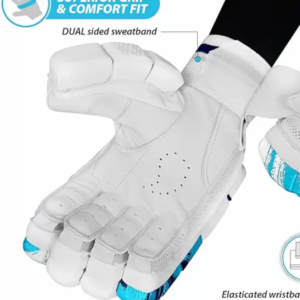 DSC Batting Gloves For Right Hand Batsman (White, Blue) For junior